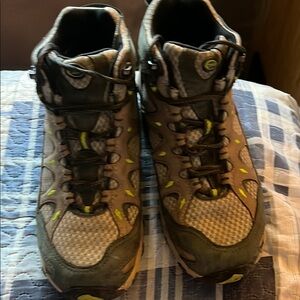 Green and Tan Hiking Shoes